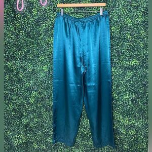Vtg. 90s Victorias Secret Emerald Green Satin Pajama Pants Sz M
